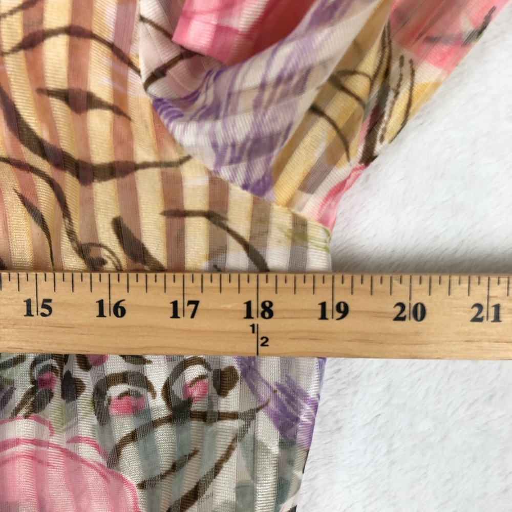 VTG 70s Montgomery Ward Floral Striped Sheer Blouse Women's Sz M‎ Pink Button Up - Picture 8 of 10